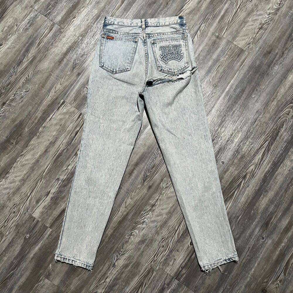 Jordache Basics 90s Acid Wash Jeans 11/12 (27x28.5) Made in Hong Kong - Picture 2 of 10